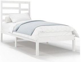 vidaXL Πλαίσιο Κρεβατιού Λευκό 75x190 εκ. Μασίφ Ξύλο Small Single