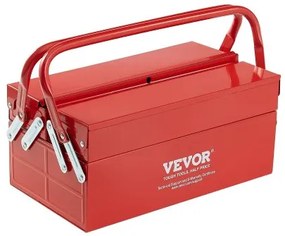 VEVOR Tool Box 14-inch 2-Tier 3-Tray Folding Cantilever Toolbox with Handle