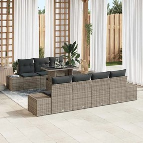 vidaXL Σετ Καναπέ με μαξιλάρι 8 pcs Γκρι συνθετικό ρατάν