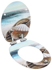 vidaXL Καλύμματα Λεκάνης Soft Close 2 τεμ. Σχέδιο Κοχύλι από MDF