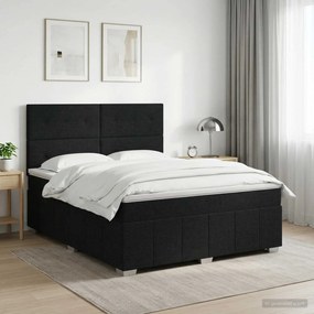 vidaXL Κρεβάτι box spring με στρώμα Μαύρο 160 x 200 cm Ύφασμα