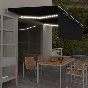 vidaXL Τέντα Αυτόματη με Σκίαστρο/LED/Αισθητήρα Ανέμου Ανθρακί 5x3 μ.