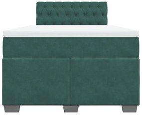 vidaXL Κρεβάτι Boxspring με Στρώμα Σκούρο Πράσινο 120x200εκ. Βελούδινο