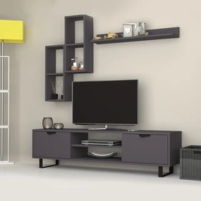 Σύνθεση τηλεόρασης Lonsa Megapap χρώμα ανθρακί 160x35x40εκ.