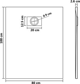 vidaXL Βάση Ντουζιέρας Λευκή 100 x 80 εκ. από SMC