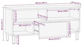 Ντουλάπι τηλεόρασης καφέ 100x33x46 cm μασίφ ξύλο Mango - Καφέ