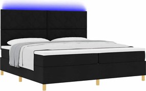 vidaXL LED Κρεβάτι με βάθρο με κεφαλάρι Μαύρο 200 x 200 cm ύφασμα