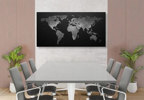 Εικόνα ενός ασπρόμαυρου παγκόσμιου χάρτη σε έναν φελλό - 120x60  smiley