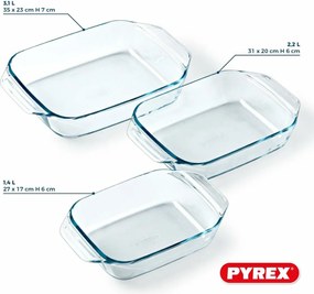 Σετ Πιάτων Φούρνου Pyrex Διαφανές 3 Τεμάχια