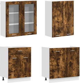 vidaXL Μονάδα κουζίνας LYON 4 pcs Καπνισμένο Ξύλο Δρυός