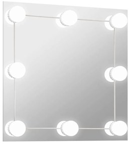 vidaXL Καθρέφτης Τοίχου Τετράγωνος με Φωτισμό LED Γυάλινος