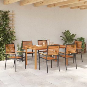 vidaXL Σέτ φαγητού για κήπο 7 pcs Μαύρο Πολυ ράταν