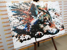 Εικόνα λύκου σε σχέδιο ακουαρέλας - 120x80