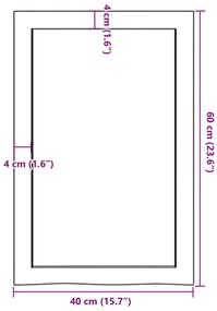 Πάγκος Μπάνιου Αν. Καφέ 40x60x(2-6) εκ. Επεξεργ. Μασίφ Ξύλο - Καφέ