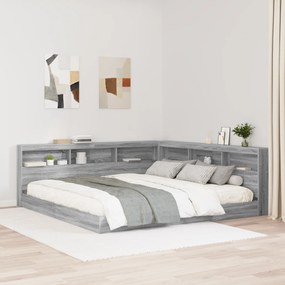 vidaXL Κρεβάτι Βιβλιοθήκης Γκρι Σοναμά 180x200 εκ. Επεξεργασμένο Ξύλο