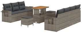 vidaXL Σετ Καναπέ Κήπου 10 pcs Γκρι συνθετικό ρατάν
