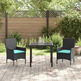 vidaXL Σετ τραπεζιού και καρέκλας 3 pcs Μαύρο Ράτα PE