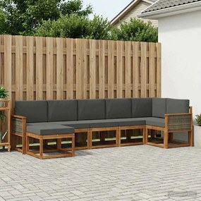 vidaXL Σειρά Καναπέ Εξωτερικού 7 pcs Φυσικό και Ανθρακί Πολυεστέρας