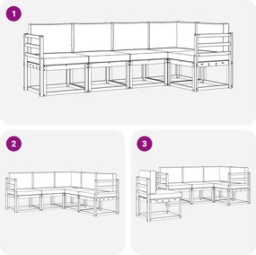 vidaXL Σειρά Καναπέ Εξωτερικού με μαξιλάρι 5 pcs Λευκό και Μπεζ