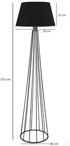 Φωτιστικό δαπέδου Firdo II pakoworld Ε27 ύφασμα-μέταλλο μαύρο Φ38x121εκ