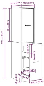 Συρταριέρα Γενικής Χρήσης Sonoma Δρυς 30x41x144,5εκ Επεξ. Ξύλο - Καφέ