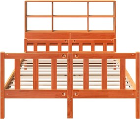 vidaXL Κρεβάτι Βιβλιοθήκη Χωρίς Στρώμα Καφέ 160x200 εκ Μασίφ Πεύκο