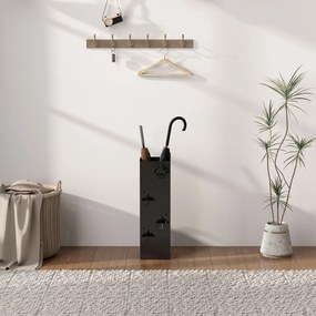 Μεταλλική βάση ομπρέλας, 4 γάντζοι, σχέδιο σύννεφων και ομπρέλας, δίσκος σταγόνων, μαύρος