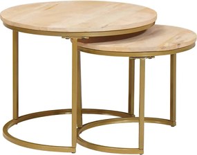 vidaXL Τραπεζάκια Καφέ Στερεών 2 pcs Μασίφ ξύλο μάνγκο και χάλυβας