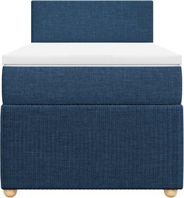 vidaXL Κρεβάτι Boxspring με Στρώμα Μπλε 90x200 εκ.Υφασμάτινο