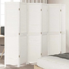 vidaXL Διαχωριστικό Χώρου με 6 Πάνελ Λευκό από Μασίφ Ξύλο Παυλώνιας