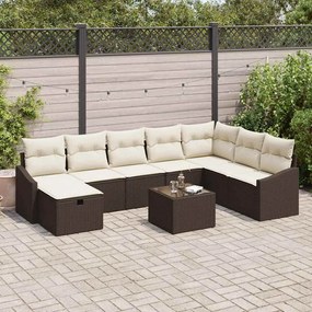 vidaXL Σετ Καναπέ Κήπου 9 pcs Καφέ 55 x 62 x 69 εκ Πολυ ράταν