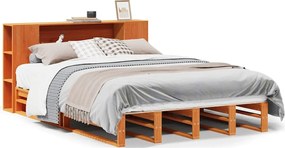 vidaXL Κρεβάτι Βιβλιοθήκη Χωρίς Στρώμα Καφέ 150x200 εκ Μασίφ Πεύκο