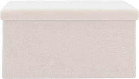 Σκαμπό-μπαούλο Forward pakoworld ύφασμα μπουκλέ ivory 76.5x38x37.5εκ