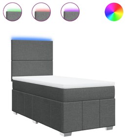 vidaXL Κρεβάτι Boxspring με Στρώμα Σκούρο Γκρι 100x200 εκ. Υφασμάτινο