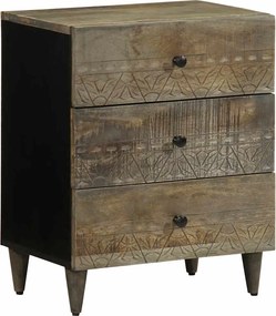 vidaXL κομοδίνο ντουλάπι ανοιχτό γκρι 50x33x60 cm μασίφ ξύλο Mango