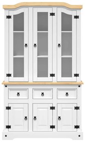 vidaXL Βιτρίνα Corona Λευκή 112 x 43 x 196 εκ. από Μασίφ Ξύλο Πεύκου