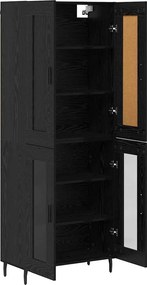 vidaXL Highboard 2 pcs Μαύρη Οξυά Επεξεργασμένο ξύλο