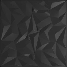 vidaXL Πάνελ τοίχου 48 pcs Μαύρο 50 x 50 cm Φελιζόλ XPS