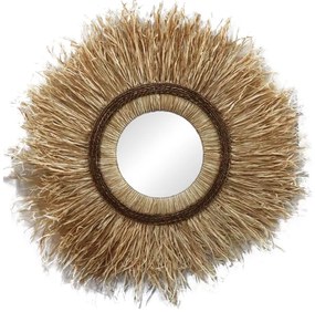 Καθρέπτης Tabrane Inart sisal σε φυσικό χρώμα Φ110x4εκ