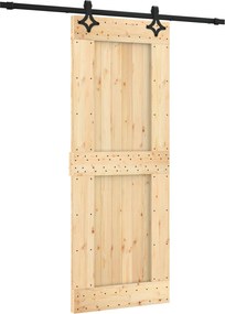 vidaXL Συρόμενη Πόρτα Φυσικό και Μαύρο 80 x 210 cm