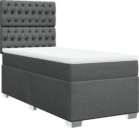 vidaXL Κρεβάτι Boxspring με Στρώμα Σκούρο Γκρι 100x200 εκ. Υφασμάτινο