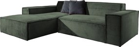 Γωνιακός καναπές Fubu-Prasino Skouro-Αριστερή - 250.00Χ188.00Χ55.00cm