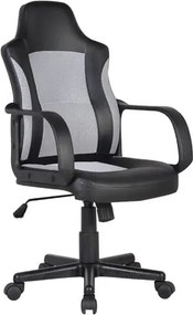 BF2850 Πολυθρόνα Γραφείου Διευθυντή, Mesh Γκρι, PU Μαύρο   1τμχ