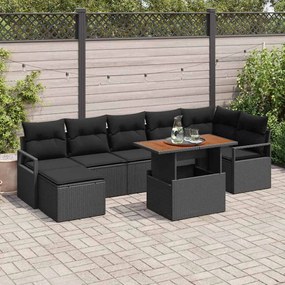 vidaXL Σέτ φαγητού για κήπο με μαξιλάρι 8 pcs Μαύρο, Καφέ