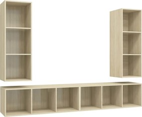 vidaXL Έπιπλα Τηλεόρασης Κρεμαστά 4 τεμ. Sonoma Δρυς από Επεξ. Ξύλο