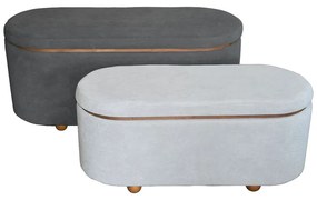 Σκαμπό μπαούλο Tara Inart σετ 2 τεμ βελούδο σε σκούρη γκρι και ανθρακί απόχρωση