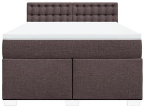 vidaXL Κρεβάτι Boxspring με Στρώμα Σκούρο Καφέ 160x200 εκ Υφασμάτινο