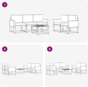 vidaXL Σειρά Καναπέ Εξωτερικού με μαξιλάρι 6 pcs