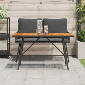 vidaXL Τραπέζι Τραπεζαρίας - Μαύρο, 110x55x62 εκ, Φτιαγμένο από Μασίφ Ξύλο Ακακίας