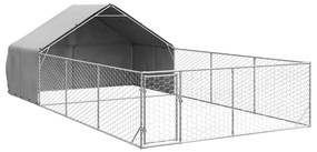vidaXL Κλουβί Σκύλου Εξωτερ. Χώρου με τρεχάλα 7x3x1,9μ. Γαλβαν. Ατσάλι
